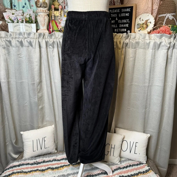 Black Velvet Drawstring Pants - Picture 6 of 9